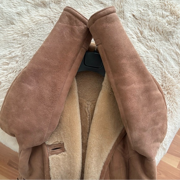 Vintage 70s Abercrombie & Fitch Tan Penny Lane Lamb Shearling Trench Coat Sz S/M - Picture 11 of 16